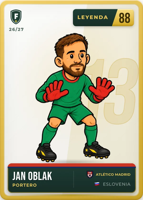 Cromo de Jan Oblak, leyenda, 88