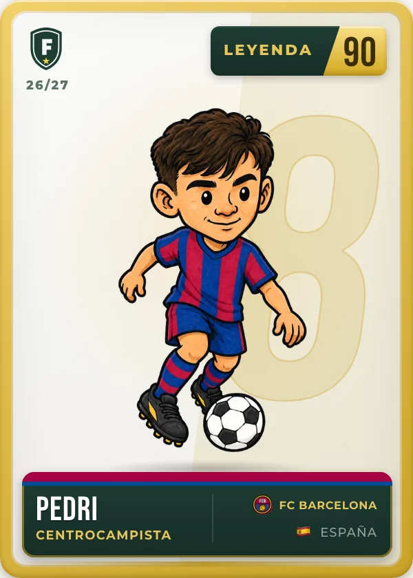 Cromo de Pedri, leyenda, 90
